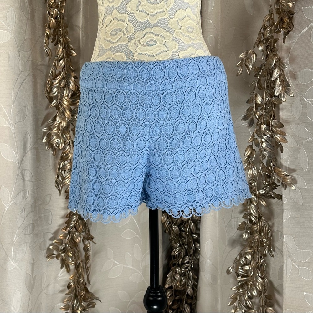Loft Women’s Size 6 Blue Crochet Scallop Cottagecore Coquette‎ Shorts